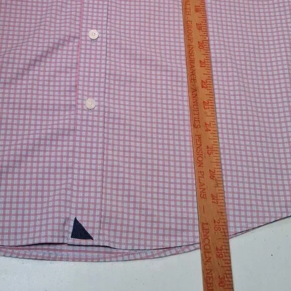 UNTUCKit Shirt Men Large Performance Stretch Short Sleeve Blue Pink Plaid - Picture 7 of 11